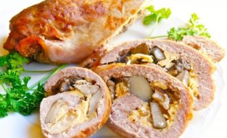 с грибами и сыром мясные зразы