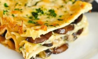 с грибами лазанья и сыром